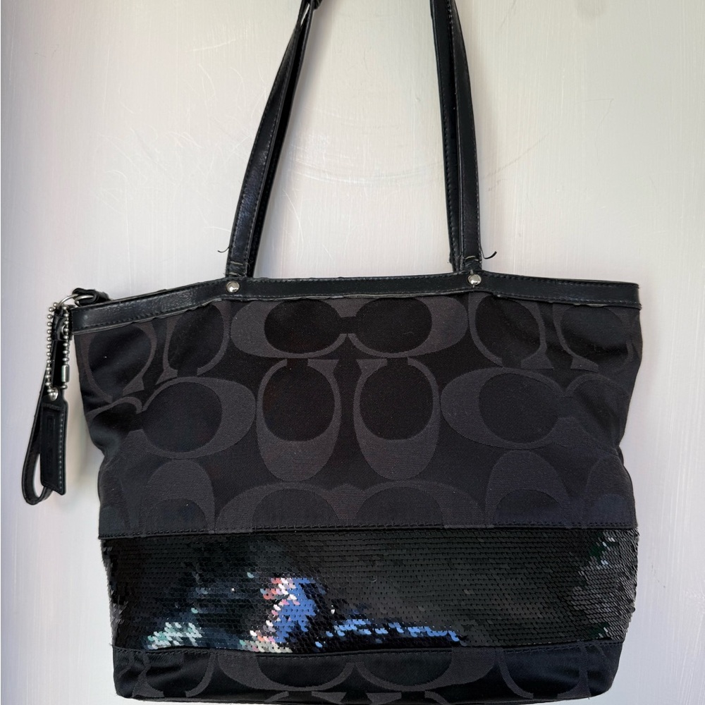Coach Black Sequin Tote Bag